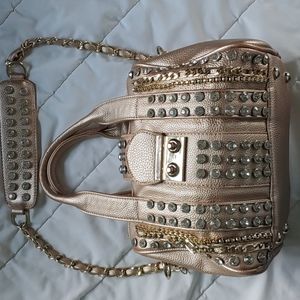 Beautiful Gold/Cream Faux Leather Hand Bag